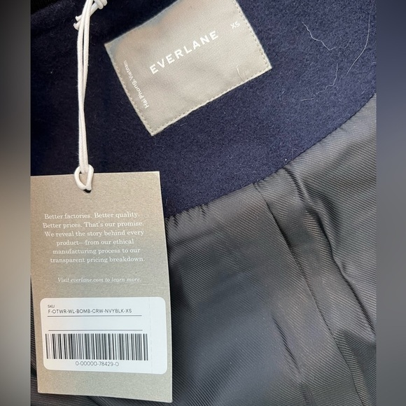 NWT everlane the rewool varsity bomber jacket button wool puffer - Picture 13 of 16